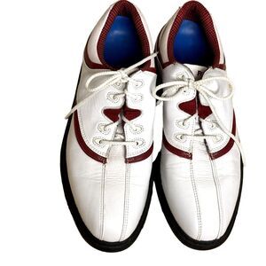 FootJoy Womens Golf Shoes Cleats Leather White Maroon 8 M